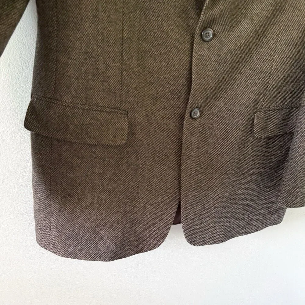 Stafford Mens 42L Wool Lambswool Blazer Sport Coat Tweed 2 Button Front Brown